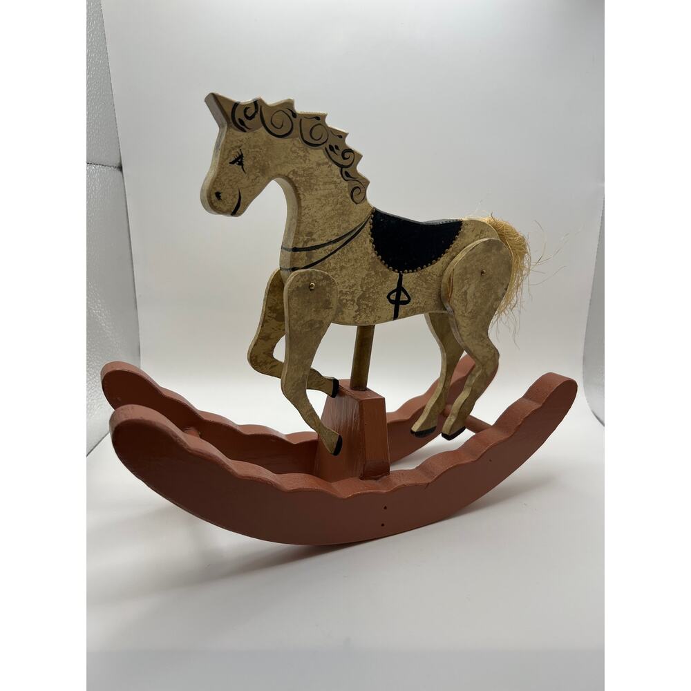 Vtg Handmade Wooden Unicorn Rocking Horse Moving Legs - Picture 3 of 8